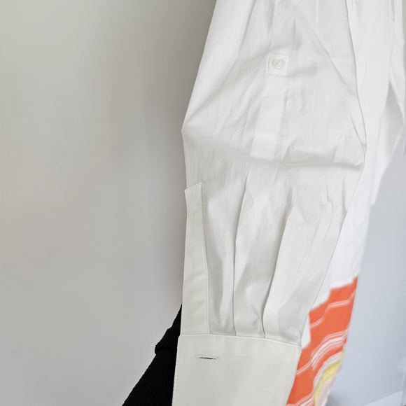 Ann Taylor White Collared Shirt Dress w/Orange HemlinCotton Blend Career Casual - Picture 4 of 15